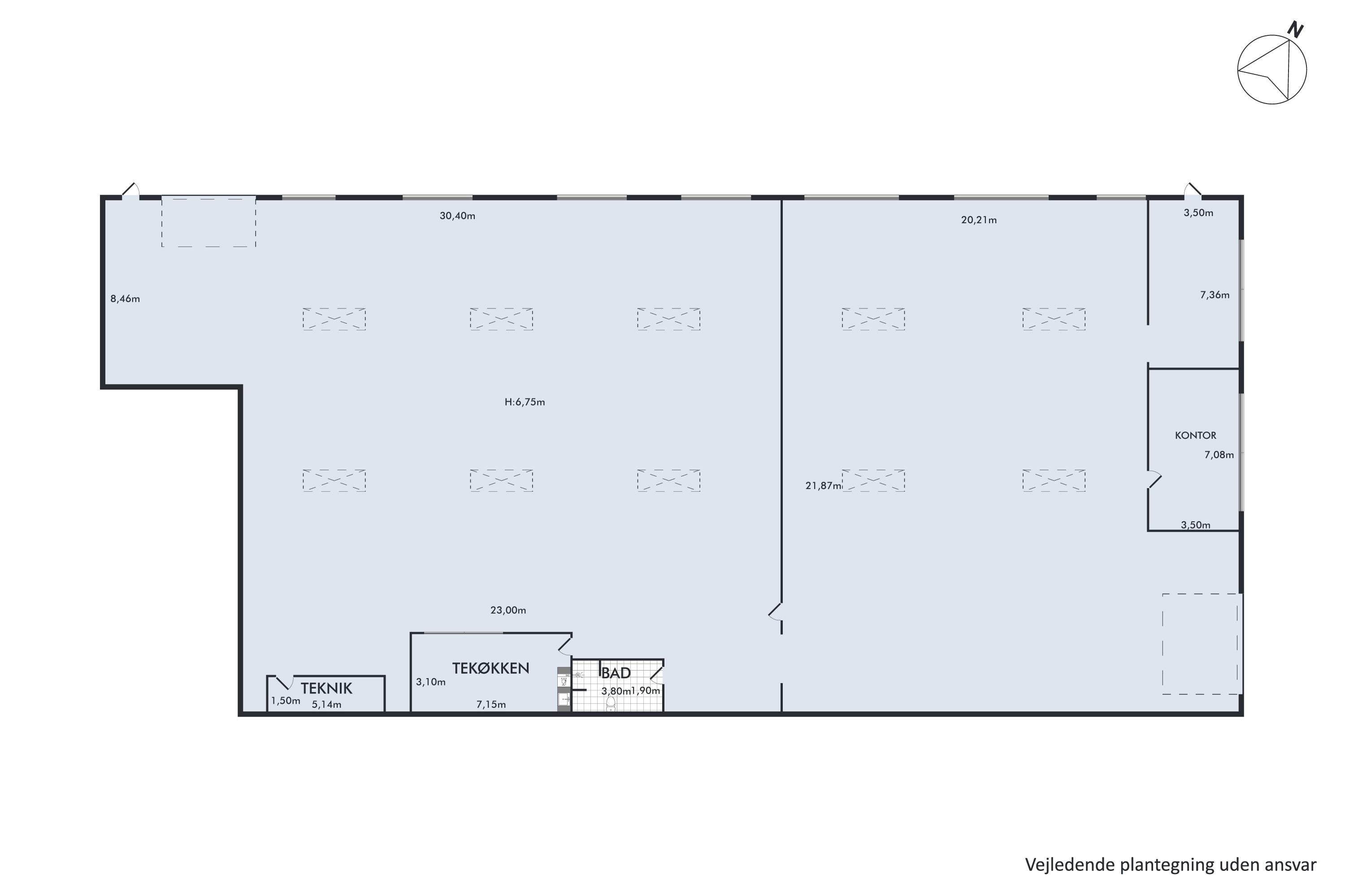 591 m² højloftet lager med portadgang - Visning 2